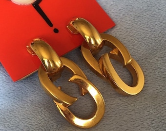 Vintage Gucci 1991 Collection Horseshoe Equestrian Gucci Vintage 2-in-1 Horseshoe Hoop Earrings