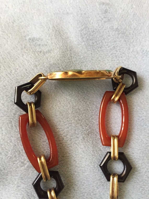 Antique 14K Solid Gold Jade Bracelet - image 5