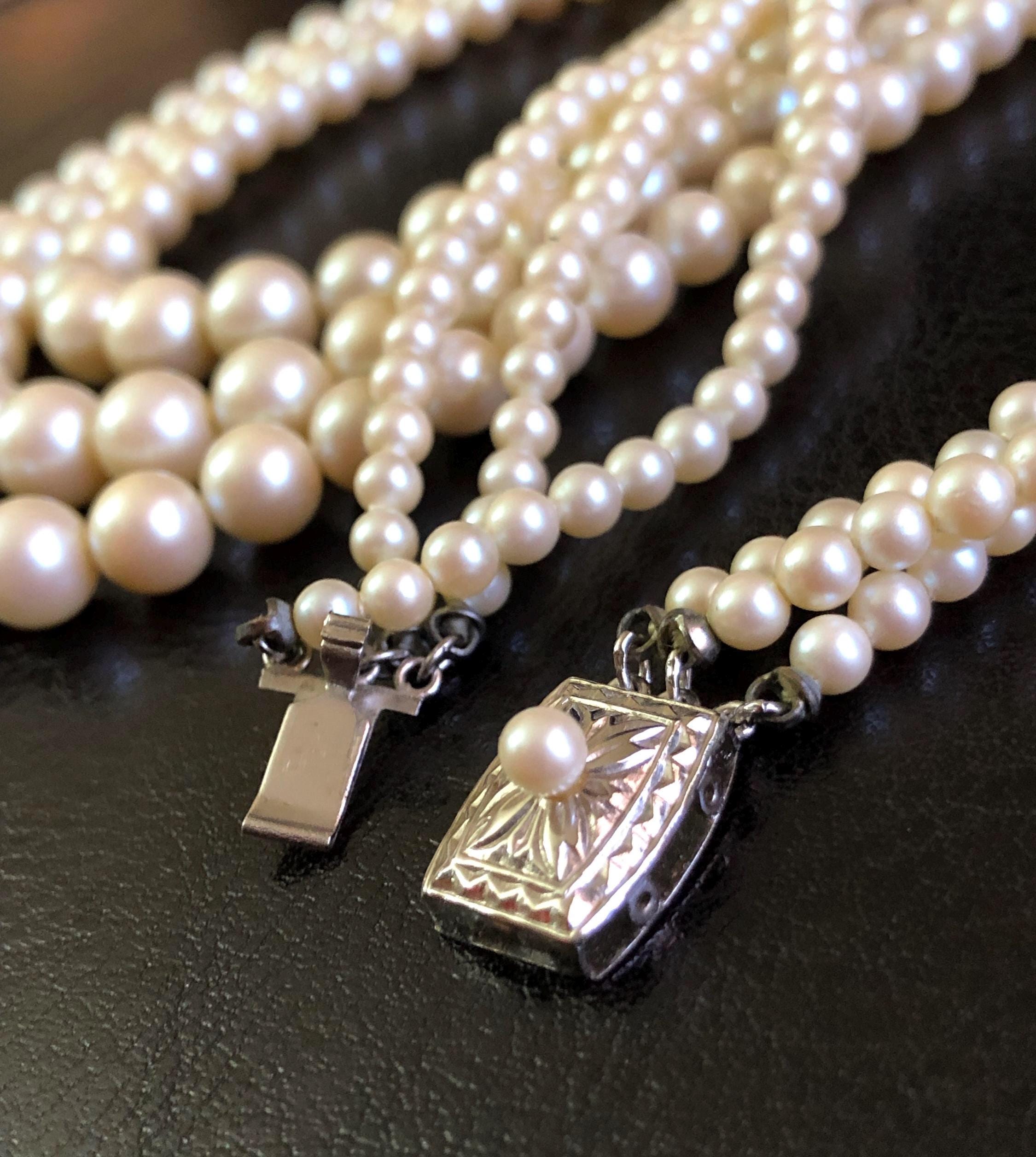 Art Deco Antique Triple Strand Japanese Geniune Graduated