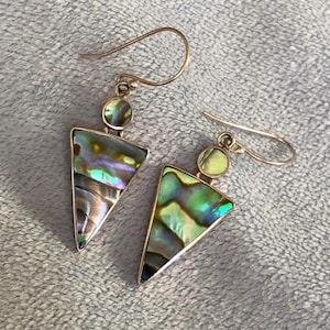 Vintage Abalone Dangle Sterling Silver Boho earrings