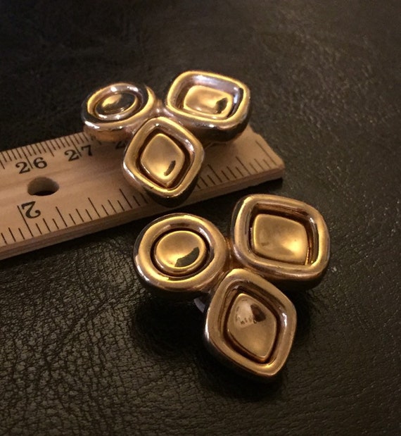 Vintage Givenchy earrings Geometric Pebble Clip o… - image 4