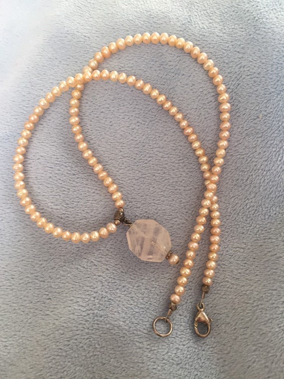 Vintage Sterling Silver Fresh Water Pink Seed Pearl Necklace W