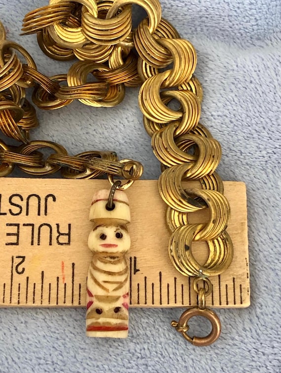 Rare Solid Brass Stacked Coiled Pocket Watch Chai… - image 5