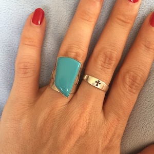 Vintage South West Sterling Silver Desert Rose Trading (old mark) DTR 925 Turquoise Ring size 6 American made