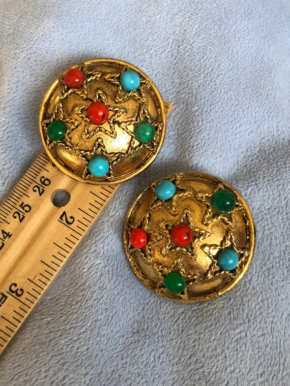 Vintage Star Shield French clip on earrings - image 2