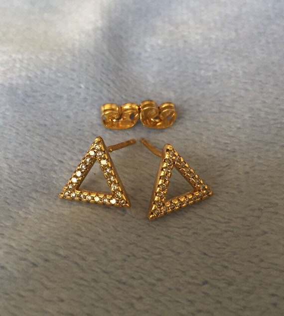 Triangle Geometric triangle Stud earrings W/Crysta