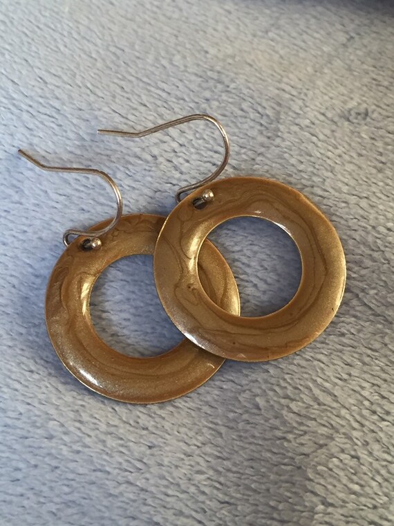 Cute Pair of Vintage Pinup Golden brown enamel pla
