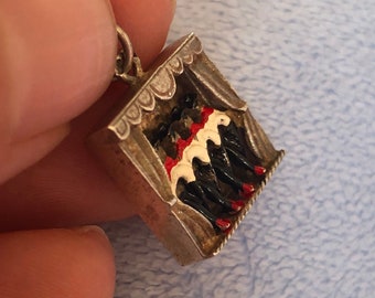 Rare Antique Art Deco French Can Can Dancers Charm 3-D Moveable Sterling Silver Enamel