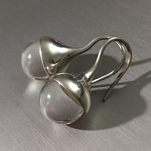 Art Deco-örhängen i sterlingsilver med bergkristaller, 1960-talet