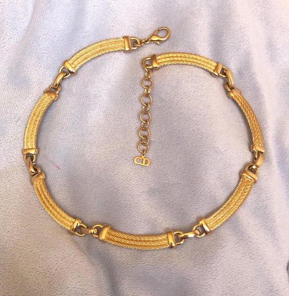 Vintage Christian Dior Gold Plated Necklace Equestrian Rope Links