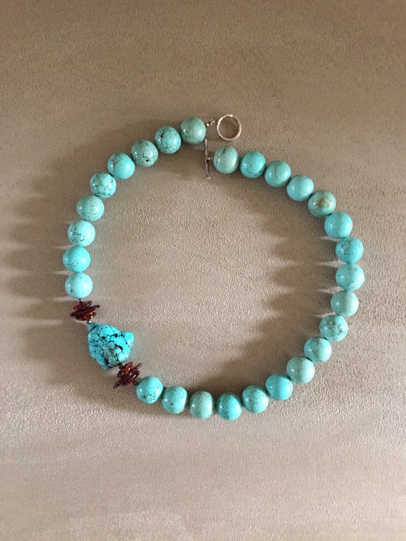 Large Round Turquoise Necklace W/Turquoise nugget