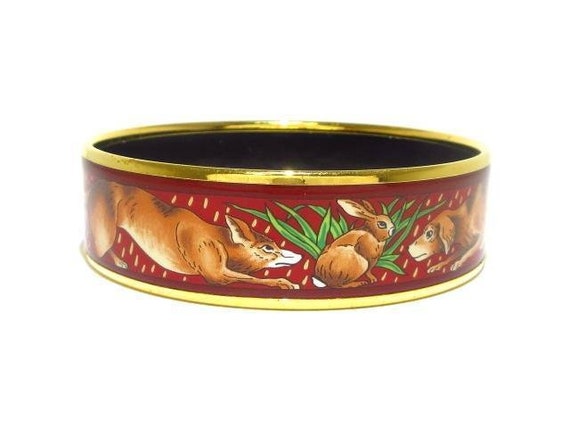 Retired authentic HERMES Enamel Rabbit Bangle Bra… - image 3