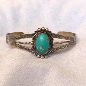 Southwestern Navajo Sterling Türkis Cuff Armreif mit Pfeilspitzen