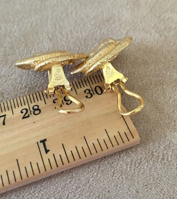 Vintage Gold washed Vermeil Cluster Rose Earrings… - image 2