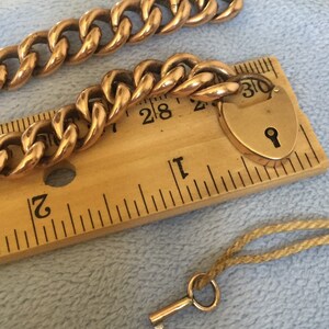 Victorian Rose Gold Heart Padlock Charm bracelet With Original Key Functions image 10