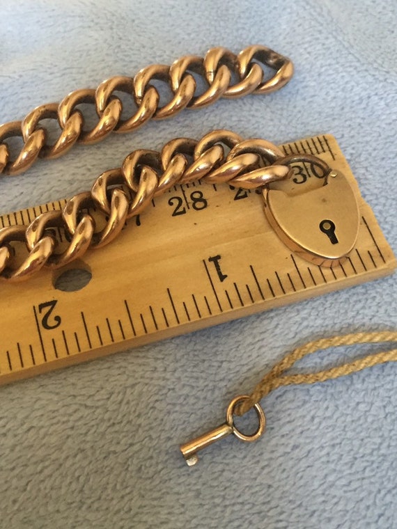 Victorian Rose Gold Heart Padlock Charm bracelet … - image 10