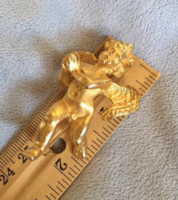 Distressed Matte Gold 3D Cherub Angel Putti Pin L… - image 8