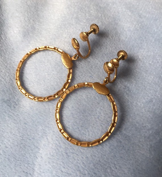 1940's 12K Gold Filled Dangle Hoops vintage Earrin