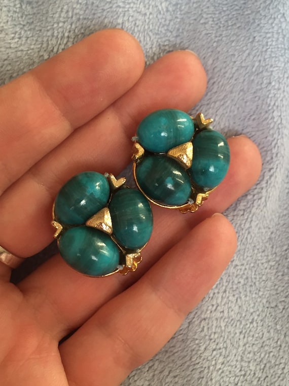 Vintage Faux Turquoise Clip on Earrings