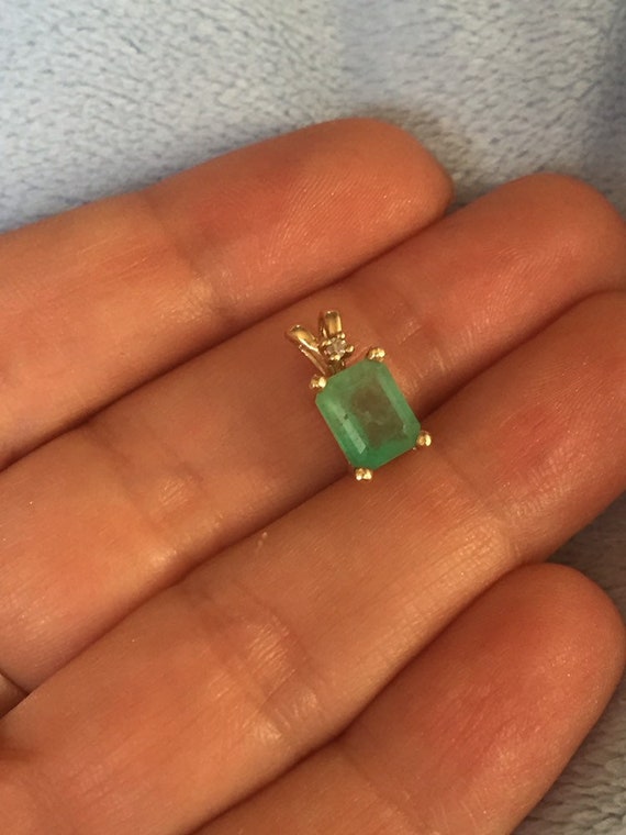 14K Gold Geniune Emerald & Diamond pendant