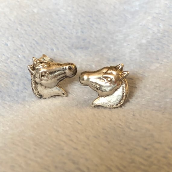 Vintage Sterling silver Equestrian Earrings studs… - image 1