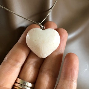 Vintage Genuine Carved Raw Coral Pink Heart Pendant