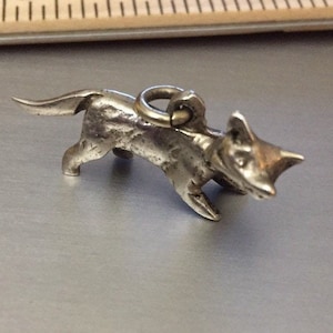 Antique 3D Sterling Silver Fox Pendant charm