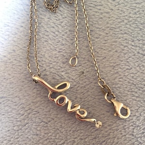 Vintage Love Script Sterling Silver necklace with 1/10 CTW Diamond 18”