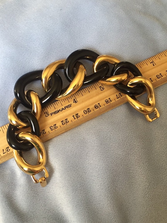 Vintage Chunky Chain Gold and Black Givenchy Brace