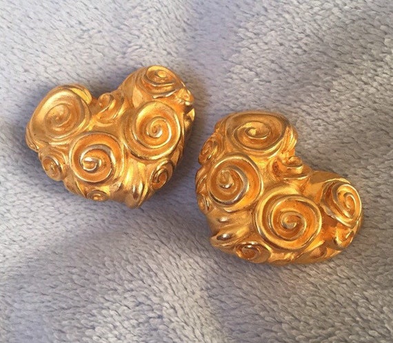 Vintage Givenchy Earrings Heart & Roses Cluster C… - image 1