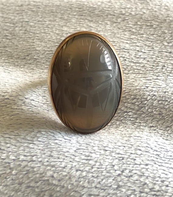 Art Deco Translucent Gray Lavender Chalcedony Car… - image 13