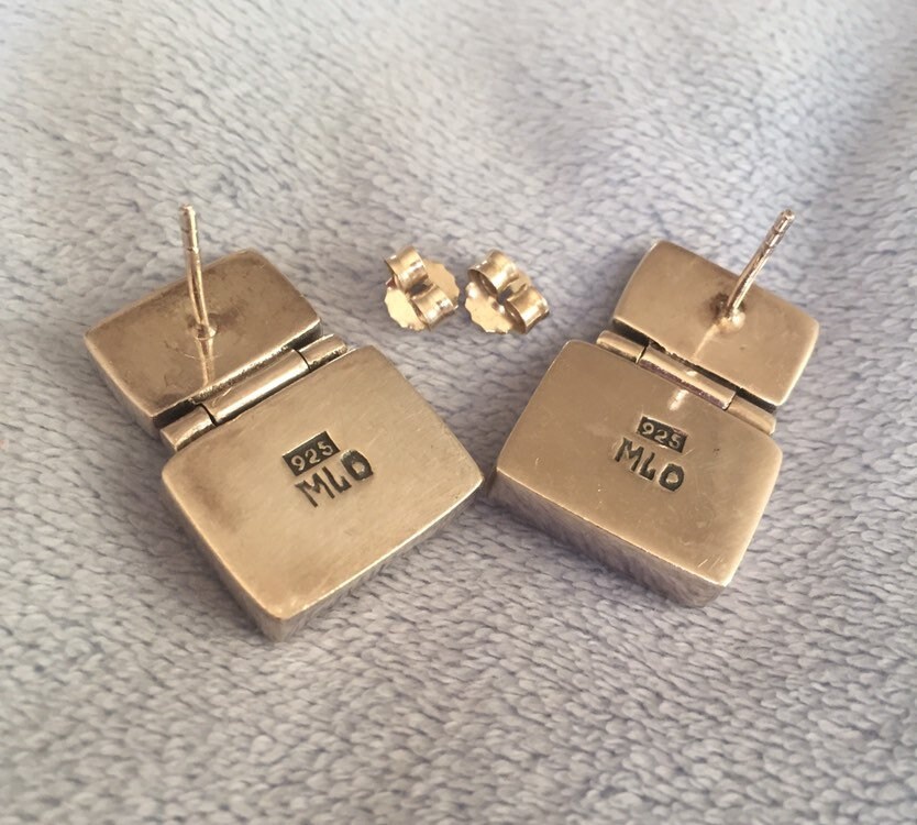 Orecchini A Perno In Argento 925 Con Madreperla Quadrati - Jewellerybox