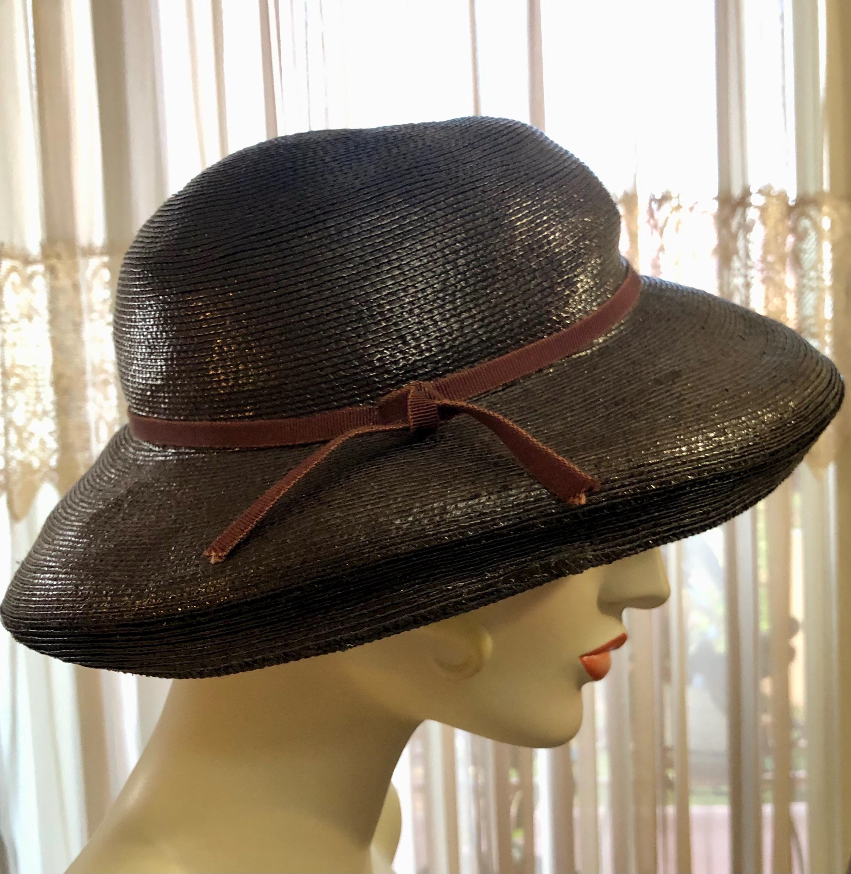 Adolfo‎ II Paris New York Black Straw Fascinator Veil Rhinestones Occasion Hat Black Original Vintage Hats for Women for sale | eBay main image 4