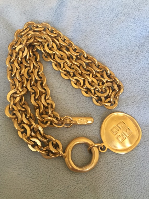 Givenchy Runway Couture matte Gold Toggle Necklac… - image 1