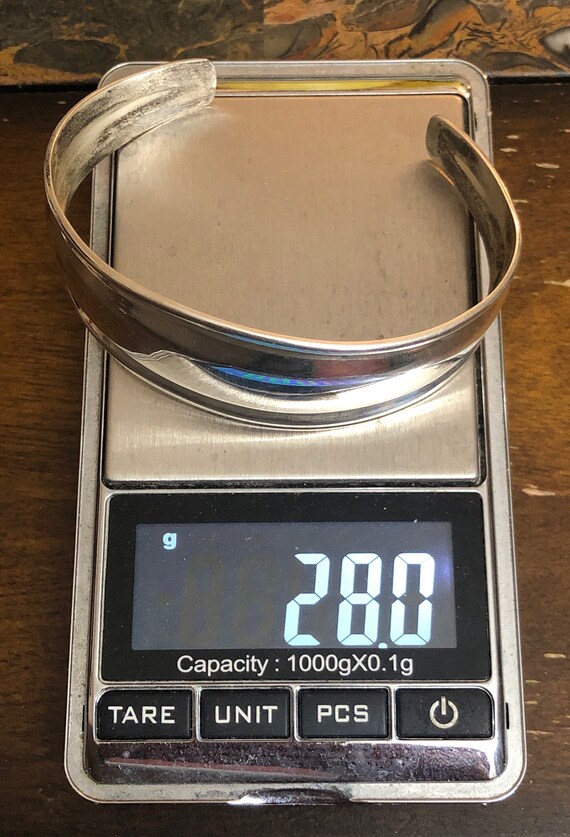 1960 Sterling Silver Plain Solid Cuff Bangle - image 9