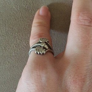 Bague en argent sterling vieilli, gland et feuille de chêne, taille 3,5, bague petit doigt ou bague bébé image 6