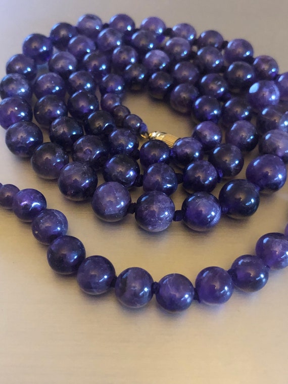 Vintage Art Deco Deep purple Amethyst knotted Fla… - image 1