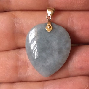 14K Solid Gold Jade Pendant
