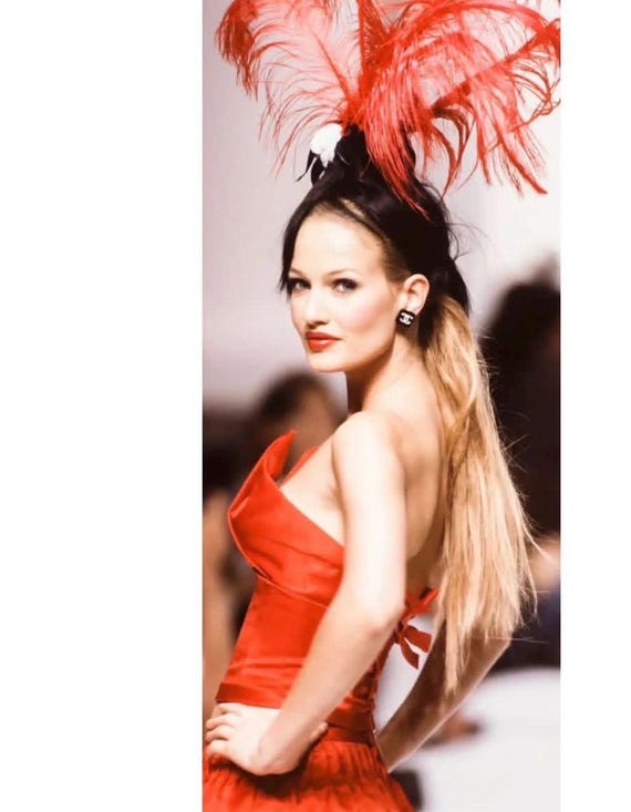 1985's Vintage Jumbo Size Coral Red CHANEL Chanel Logo Earrings 24