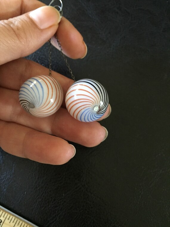 Vintage 1960’s Blown Glass Swirl Ball Sterling Si… - image 2