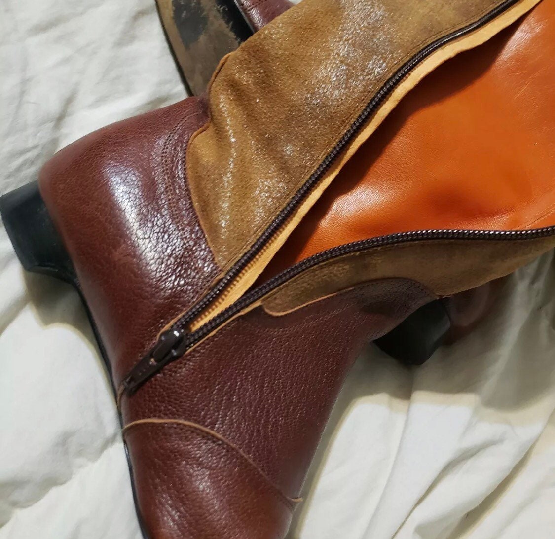 Bottes Cuir Femme Vintage VERO 9351 - Made In Italy - Pointure 37 - Occasion