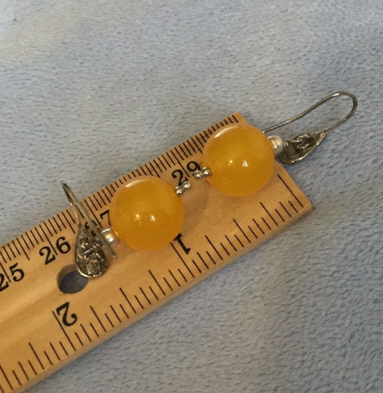 Beautiful Vintage Yellow Jade Ball Earrings Etsy UK