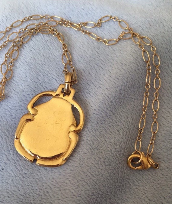 Vintage French Gold Filled Enameled Geometric Gre… - image 2