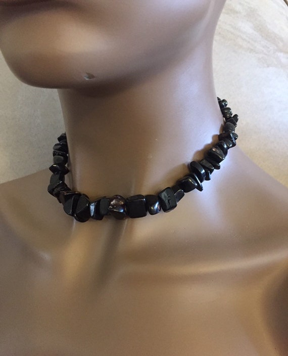 Graduated natural Black Coral Necklace 16”