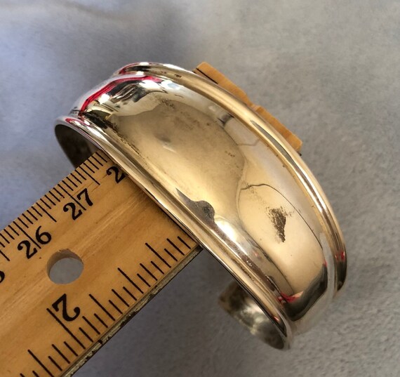 1960 Sterling Silver Plain Solid Cuff Bangle - image 6