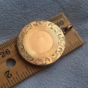 Victorian Rose Gold Filled No monograms ornate Unisex Locket Fob Pendant