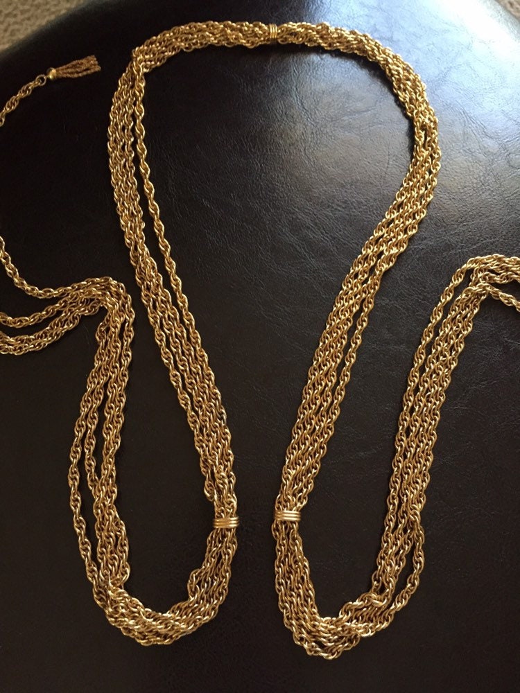 ヴィンテージ YSL タッセルチェーンベルトネックレス、イヴ・サン