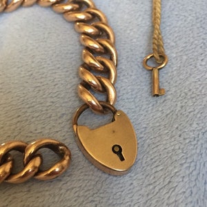 Victorian Rose Gold Heart Padlock Charm bracelet With Original Key Functions image 2