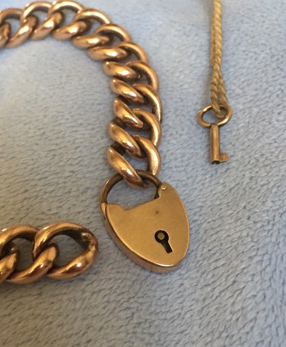 Victorian Rose Gold Heart Padlock Charm bracelet … - image 2