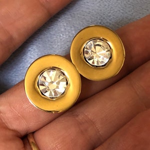Vintage Givenchy Round Crystal earrings Clip on stud Earrings